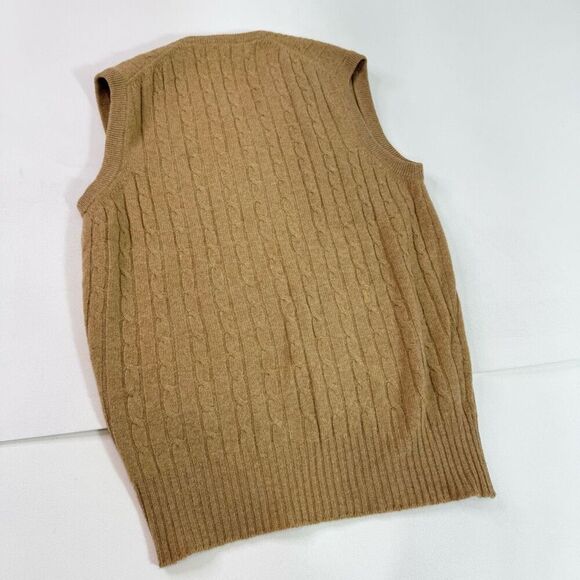 Alan Paine Vest Womens Large Eu40 Tan Lambswool Cable Knit Sweater Grandpa - Picture 3 of 6